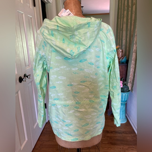 NWT FRESH PRODUCE Anorak TINY FISH 100% cotton broadcloth LEMON GRASS Large Fab - Picture 6 of 12
